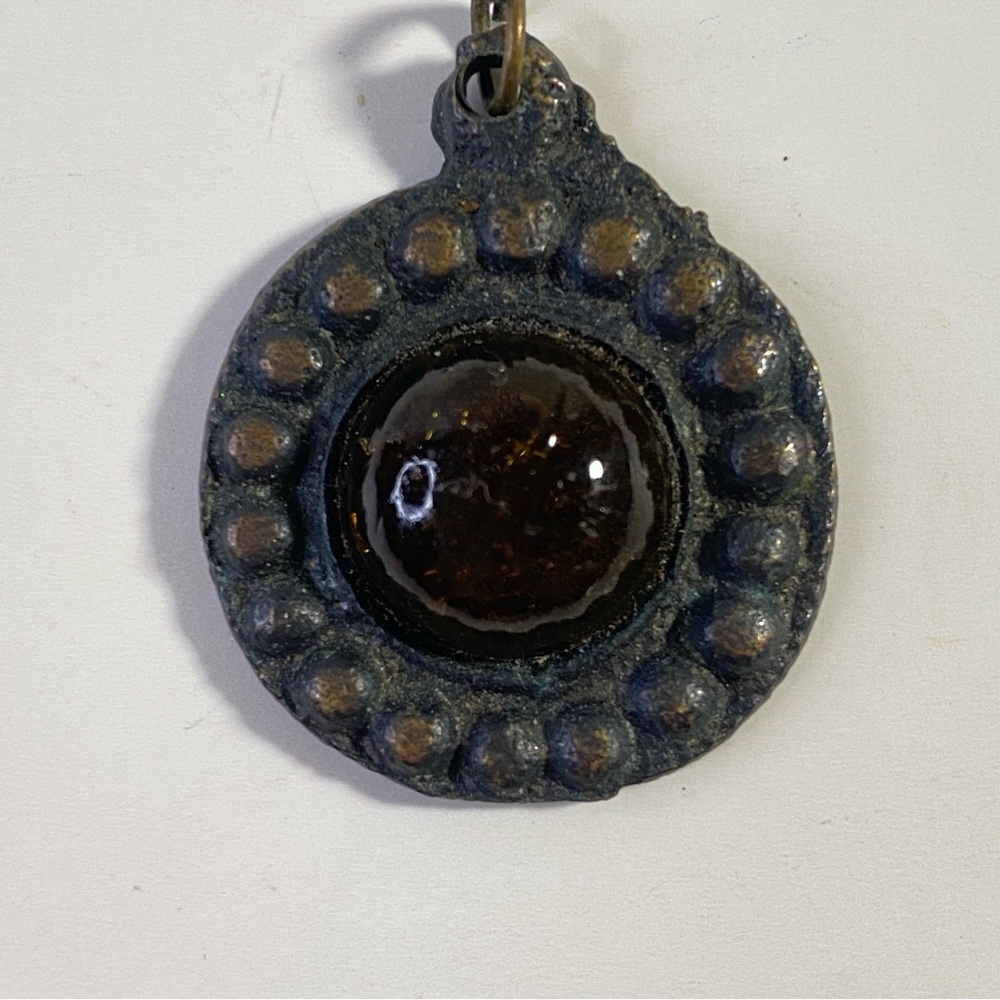 Vintage Brutalist Amber Glass Pendant